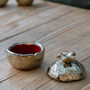 Golden Pomegranate Trinket Dish With Red Enamel, thumbnail 1 of 3