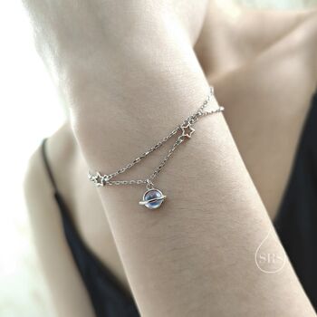 Double Layer Planet And Star Bracelet Sterling Silver, 2 of 12