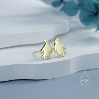 Sterling Silver Tiny Penguin Bird Stud Earrings, 2 of 12