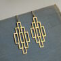 Art Deco Geometric Gold Earrings, thumbnail 3 of 7