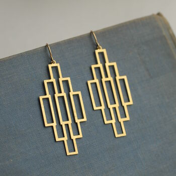 Art Deco Geometric Gold Earrings, 3 of 7