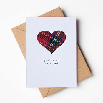 Funny Scottish Birthday Card With Real Tartan Heart, 5 of 7