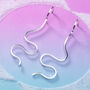 Silver Abstract Wavy Hooped Earrings, thumbnail 2 of 8