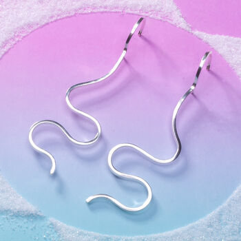 Silver Abstract Wavy Hooped Earrings, 2 of 8