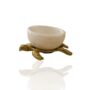 White Marble Mini Bowl With Brass Turtle Base, thumbnail 2 of 3
