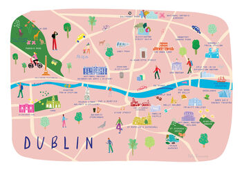 Map Of Dublin City, Ireland Illustrated Art Print, 3 of 4