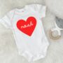 Red Heart Personalised Valentines Babygrow, thumbnail 2 of 3