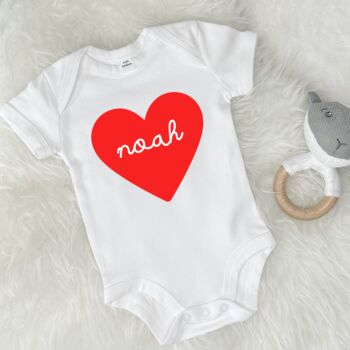 Red Heart Personalised Valentines Babygrow, 2 of 3