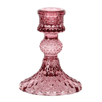 Pink Glass Dinner Candlestick, 2 of 4