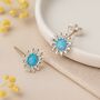Sterling Silver Blue Opal Flower Stud Earrings, thumbnail 3 of 8