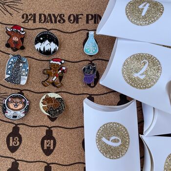 12/24 Days Custom Enamel Pin Advent Calendar And Pinboard, 5 of 7