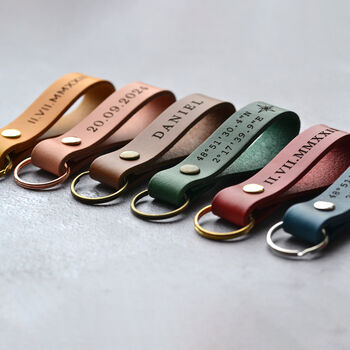 Personalised Coordinates Leather Keyring, 2 of 9