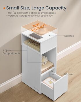 Slim Bedside Table Storage Drawer Shelf, 5 of 7