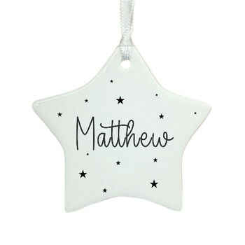 Personalised White Christmas Star Decoration With Name, 4 of 4