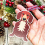 Dachshund Hanging Wooden Christmas Decoration, thumbnail 1 of 7