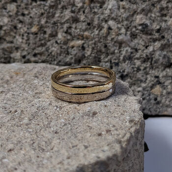 Double Gold And White Gold Fairtrade Wedding Ring Set, 2 of 3