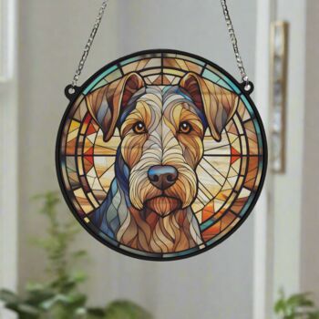 Airedale Terrier Stained Glass Effect Suncatcher, 4 of 6