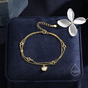 Double Layer Planet And Star Bracelet Sterling Silver, 6 of 12