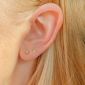 14k Solid Gold Tiny Star Stud Earrings, 4 of 5