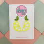 Yellow Lemon Slice Glitter Resin Handmade Statement Earrings, thumbnail 1 of 3