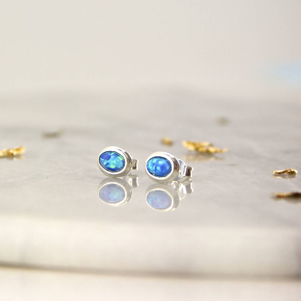 Sterling Silver Opal Stud Earrings By Gaamaa | notonthehighstreet.com