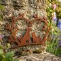 Dog And Cat Branch Heart Steel Garden Sculpture, thumbnail 1 of 3