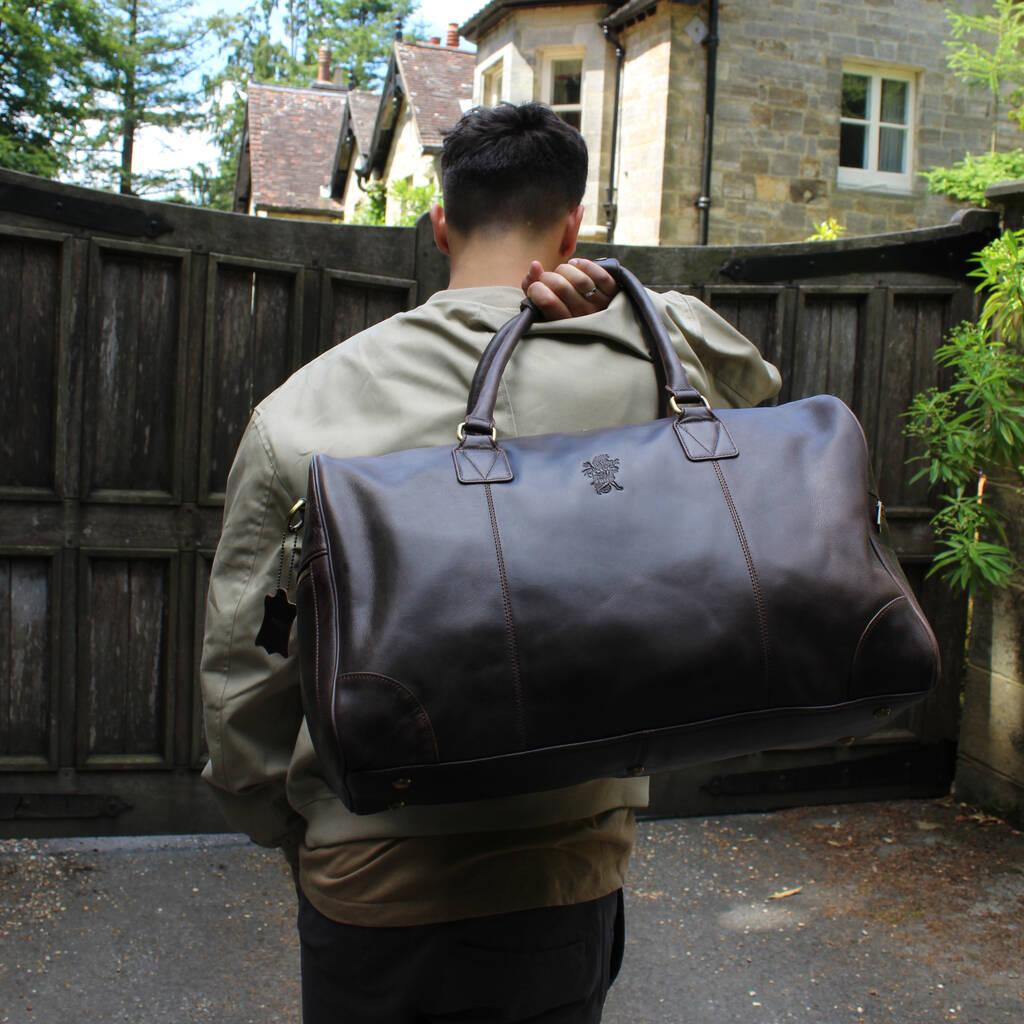 'Watkins' Men's Leather Travel Bag In Chestnut, 1 of 12