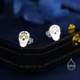 Sterling Silver Enamel Sugar Skull Stud Earrings, thumbnail 2 of 12