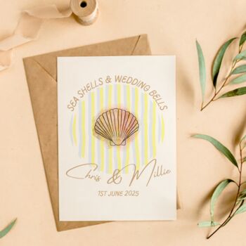 Sea Shells And Wedding Bells Personalised Card, 2 of 3