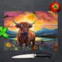 Highland Cow Textured Glass Chopping Board, thumbnail 1 of 8