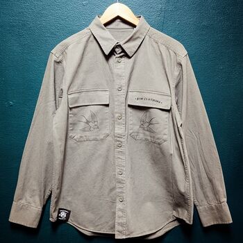 Organic Overshirt With Tattoo Style Swallows, 2 of 6
