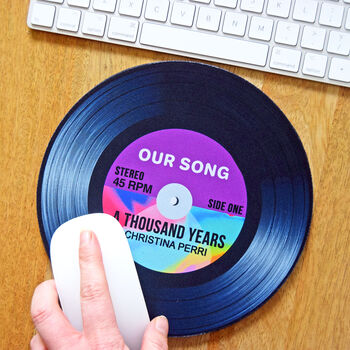 Personalised 'Our Song' Vinyl Record Mouse Mat, 4 of 12