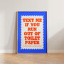 Text Me Funny Bathroom Wall Art Print, thumbnail 4 of 9