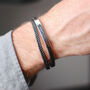 Personalised Men's Black Leather Sliding Bar Bracelet, thumbnail 3 of 7
