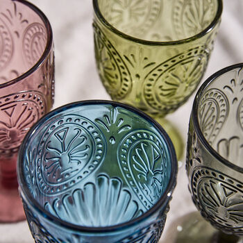 Vivaldi Colourful Embossed Glass Wine Goblets, 2 of 4