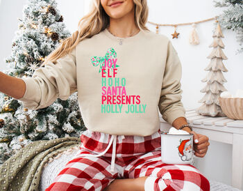 Festive Typography Christmas Jumper With Bow, 4 of 8