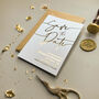 Personalised White Card Gold Foil Wedding Save The Date, thumbnail 7 of 8