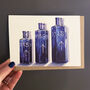 Blue Glass Vintage Bottles Blank Card, thumbnail 1 of 2