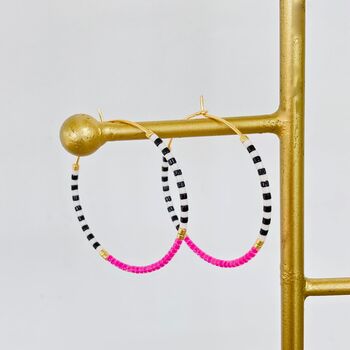 Large Hoop Sterling Silver / Gold Plated Bead Earrings, 3 of 12