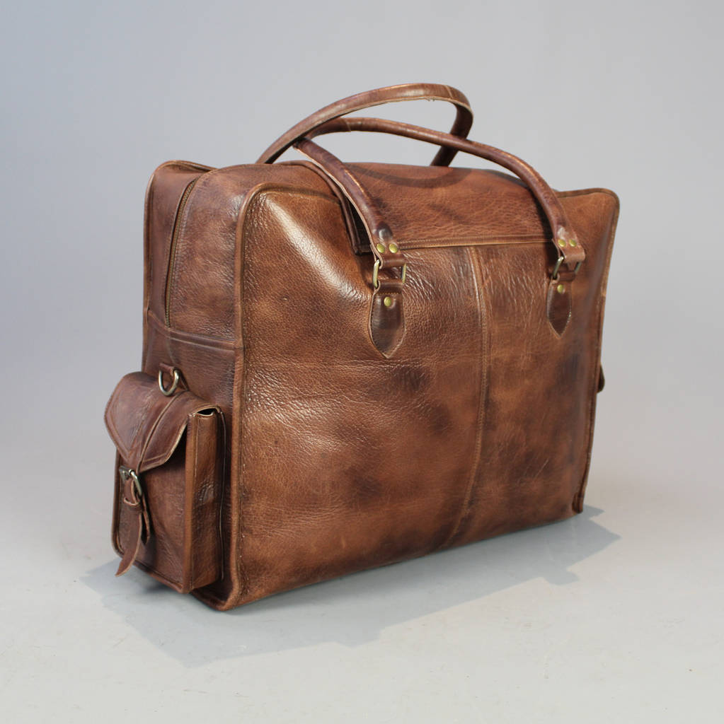 extra large distressed vintage style leather cabin bag by vintage child ...