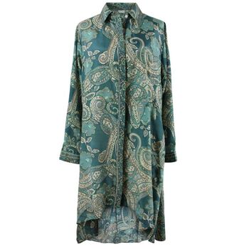 'Hope' Buttoned Sage And Pine Green Paisley Print Shirt Dress, 4 of 4