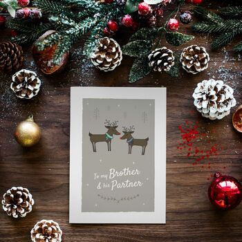 'To My Brother And Partner' Christmas Card Reindeer, 2 of 9