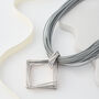 Grey Leather Rope Square Pendant Necklace, thumbnail 3 of 3