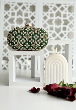 Jordan Oval Green Embroidered Clutch, 4 of 7