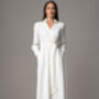 Luciana Ivory Crepe Classic Midi Shirt Dress, thumbnail 1 of 4