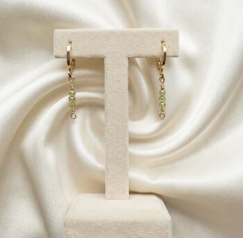 Peridot Gold Plated Tarnish Free Huggie Hoop Earrings, 3 of 3
