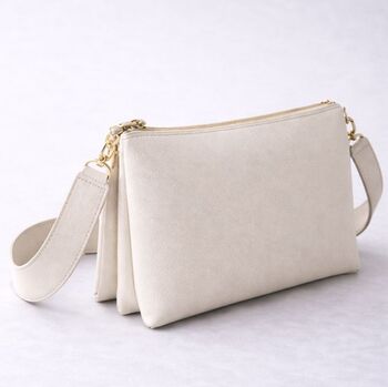 Personalised Custom Embossed Initials Saffiano Leather Trio Cross Body Bag, 6 of 8