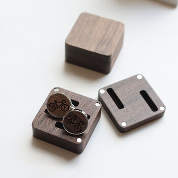 Engraved Men's Hobby Cufflinks In Wood Gift Box, 2 of 9