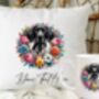 Personalised White And Black Shorthaired Pointer Summer Floral Dog Wreath Cushion And Mug Bundle, thumbnail 1 of 4