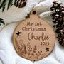 Personalised My First Christmas Wooden Bauble Disc Sign, thumbnail 3 of 4